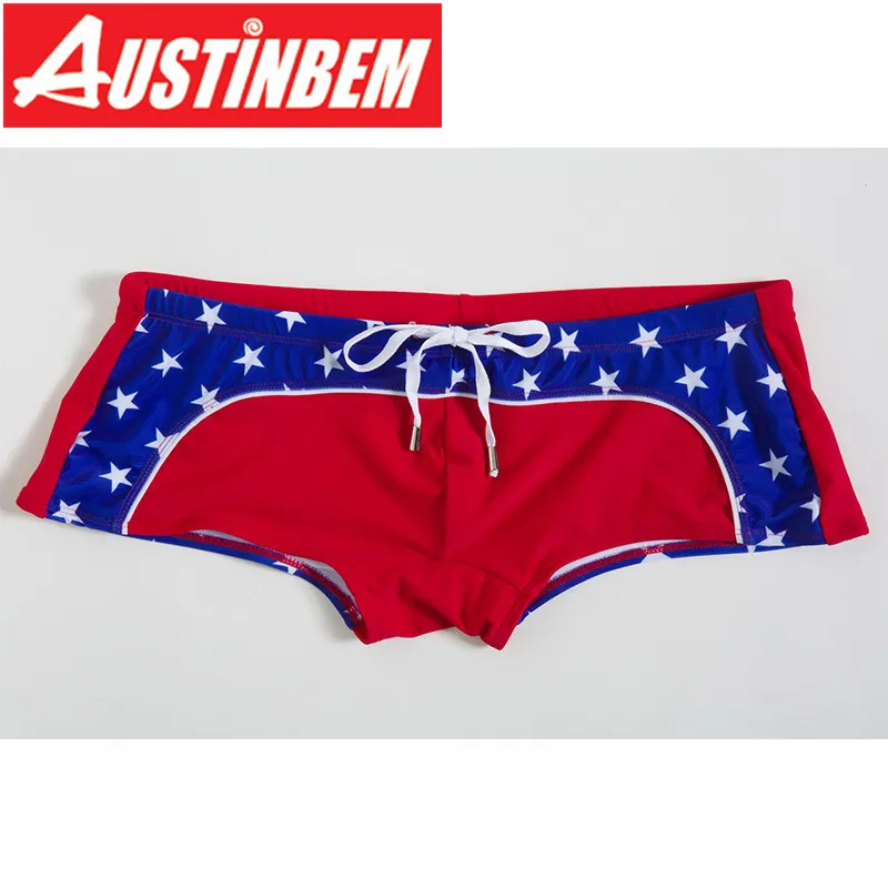 Austinbem Мужская одежда для плавания, новинка, сексуальный костюм для плавания с принтом звезды, Популярные пляжные шорты для плавания, мужские плавки, пляжная одежда Sunga, короткие шорты