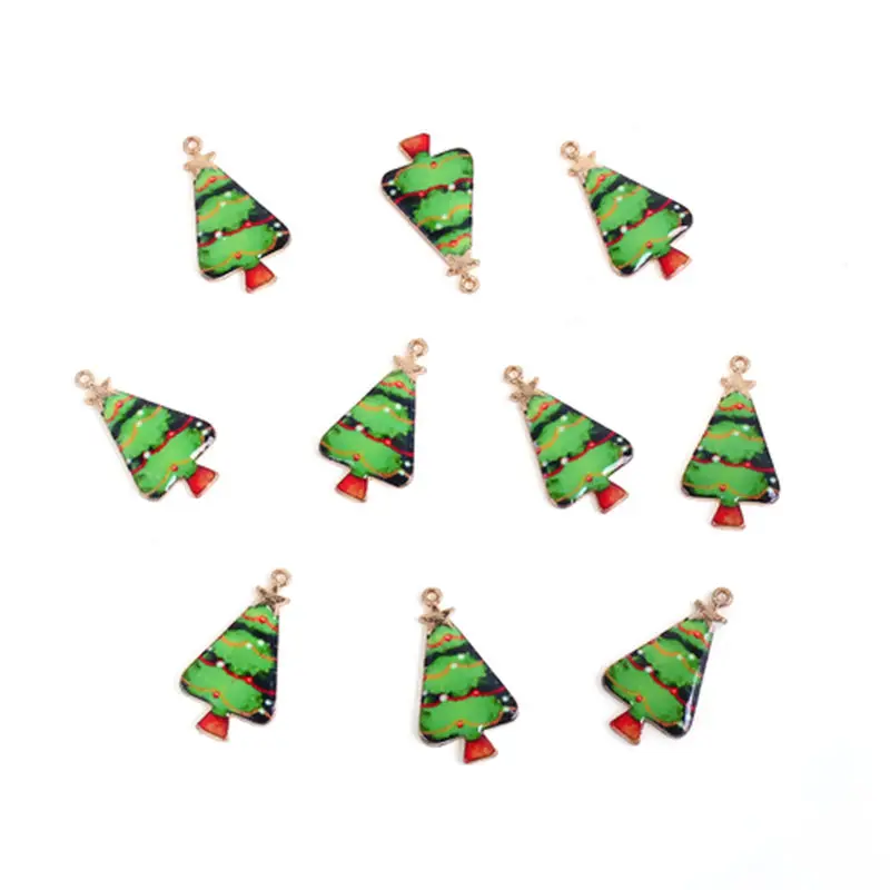10 шт цинкового сплава Рождественские Подвески Подарочная коробка дерево шапка