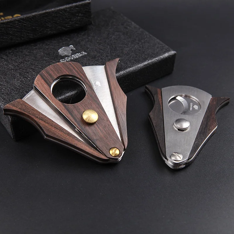 

New 1pcs Cohiba cigar Cutter cigar scissors Wood sector edged stainless steel blade Cigar Accessories CT-026