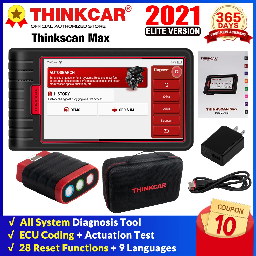 Сканер Thinkcar OBD2 ThinkScan Max диагностические инструменты для полной системы с bluetooth 28