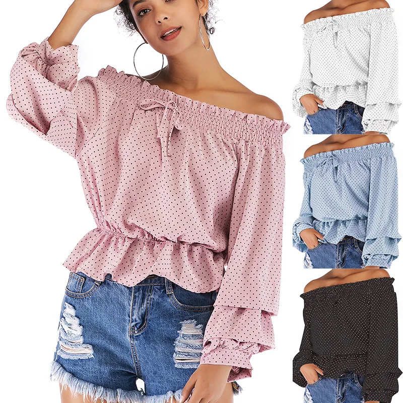 

2020 Women's Sleeveless Sleeveless Polka Dot Loose Long Sleeve Chiffon Shirt