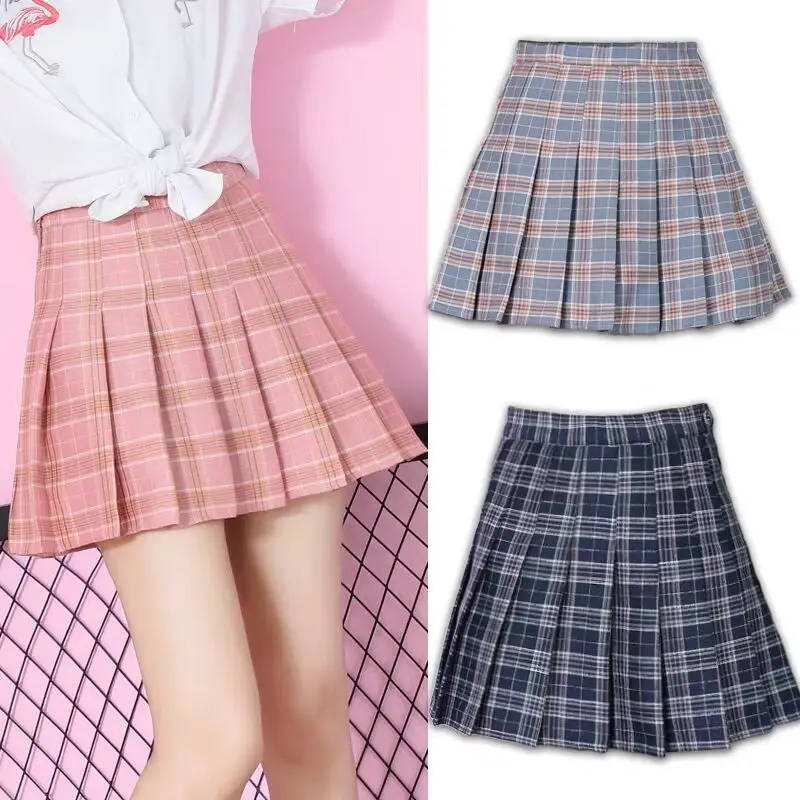 

Plaid pleated skirt female student skirt spring and summer skirt A high waist skirt female