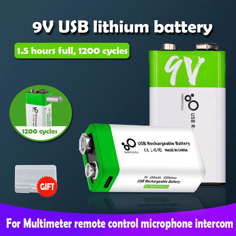 9 в 650 мАч 6F22 вольт micro USB литий ионный аккумулятор для RC вертолета мультиметр