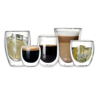 creative heat resistant coffee cup set 2 or 6 double wall glass for beverage tea latte espresso 80ml 200ml