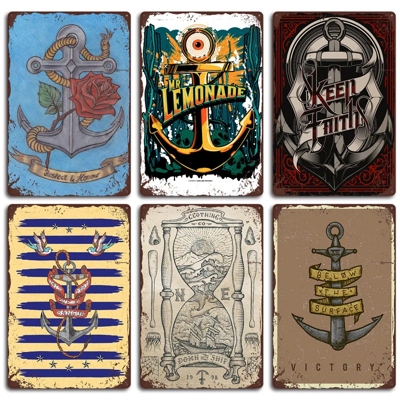 Мультяшный якорь Сейлор знаки модное аниме Искусство Живопись для дома детской