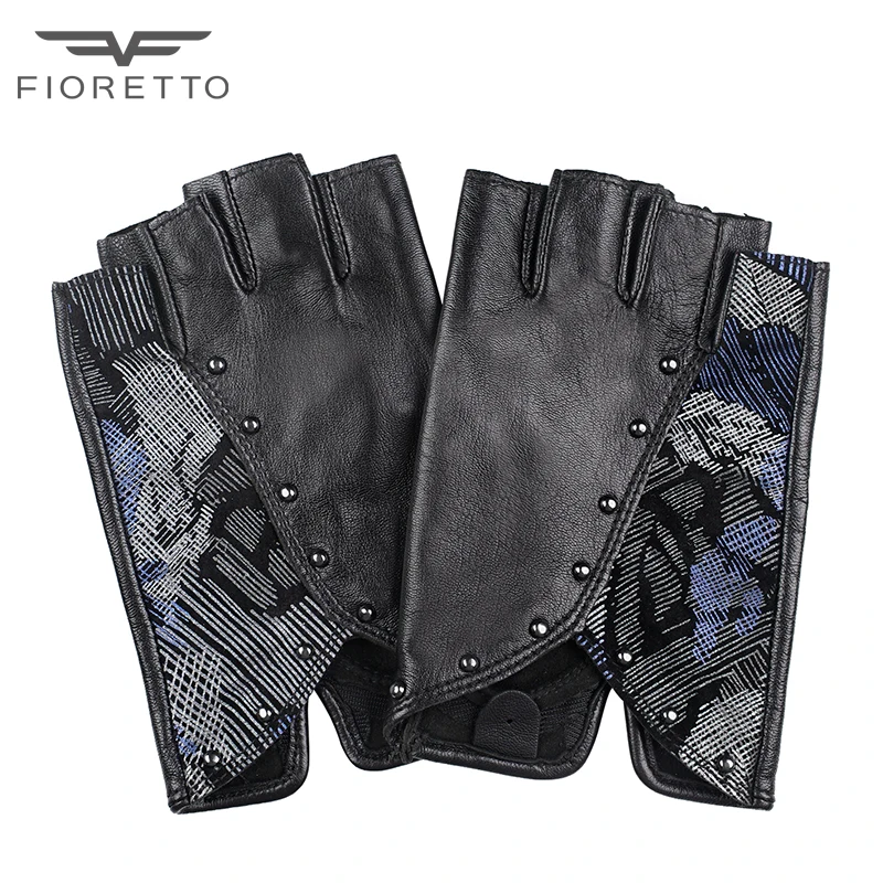 Fioretto женские кожаные перчатки без пальцев для вождения черные полуперчатки
