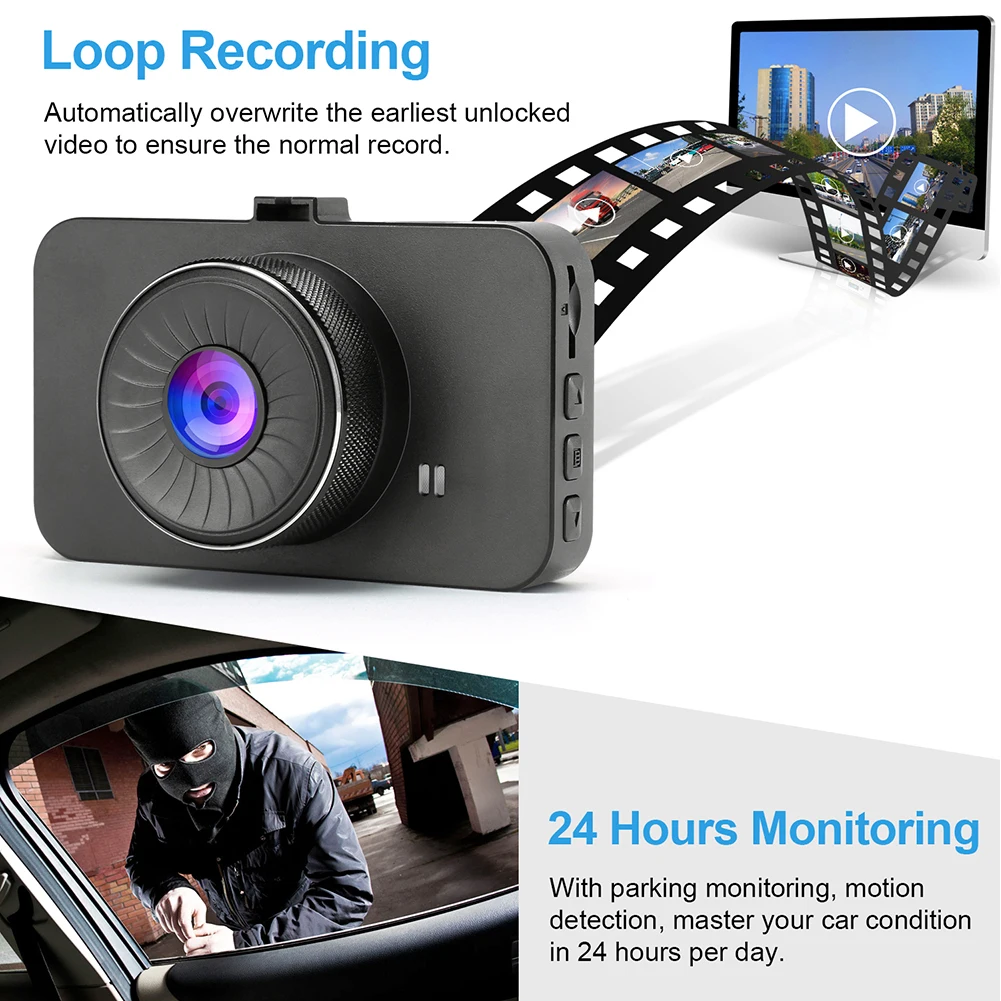 1080P парковочный монитор автомобильный Интеллектуальный видеорегистратор