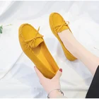 Туфли женские замшевые без шнуровки, повседневные лоферы, балетки, с бантиком, Мокасины, обувь на плоской подошве