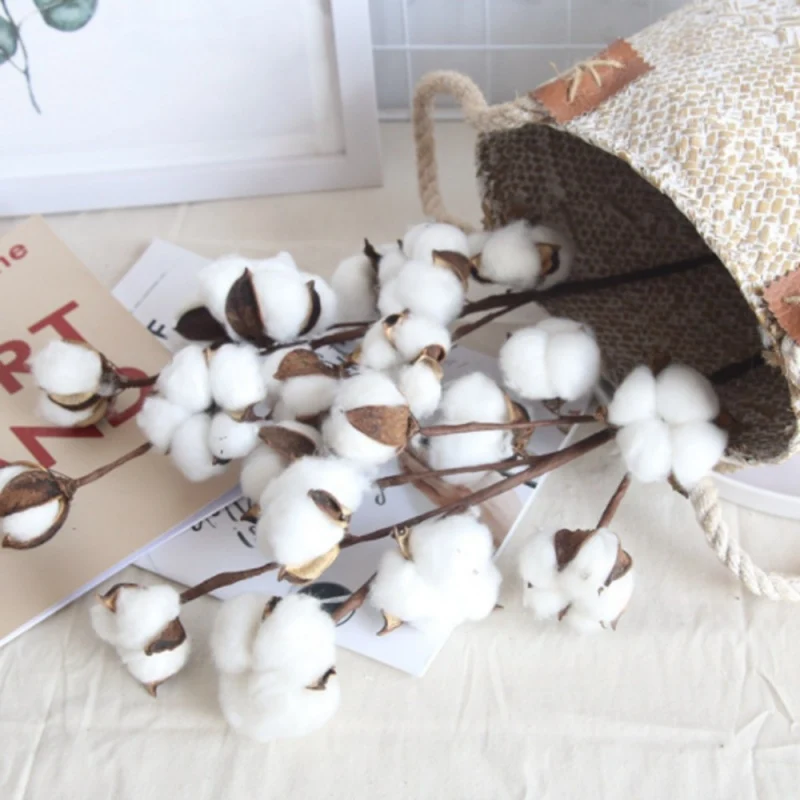 10 головок натуральный высушенный хлопковое с изoбрaжeниeм цвeтoв искусственная