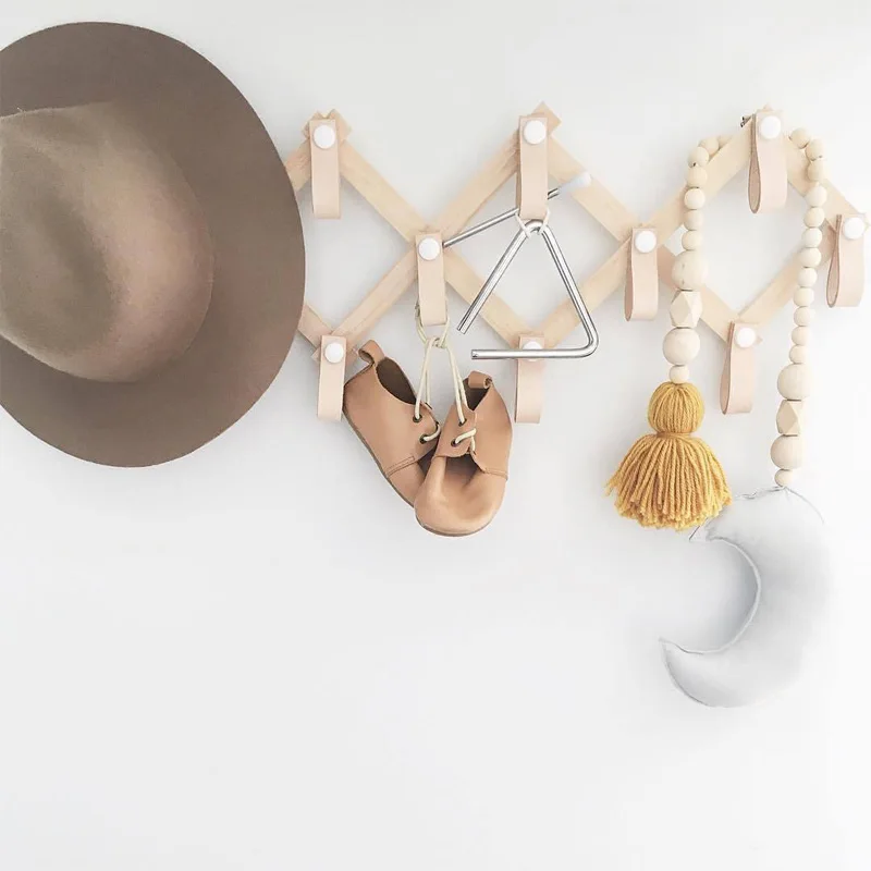 

Scandinavian Style Wooden Beads Cotton Star Moon Wall Hanging Ornaments Kids Gifts Children Baby Room Decorations Accessories