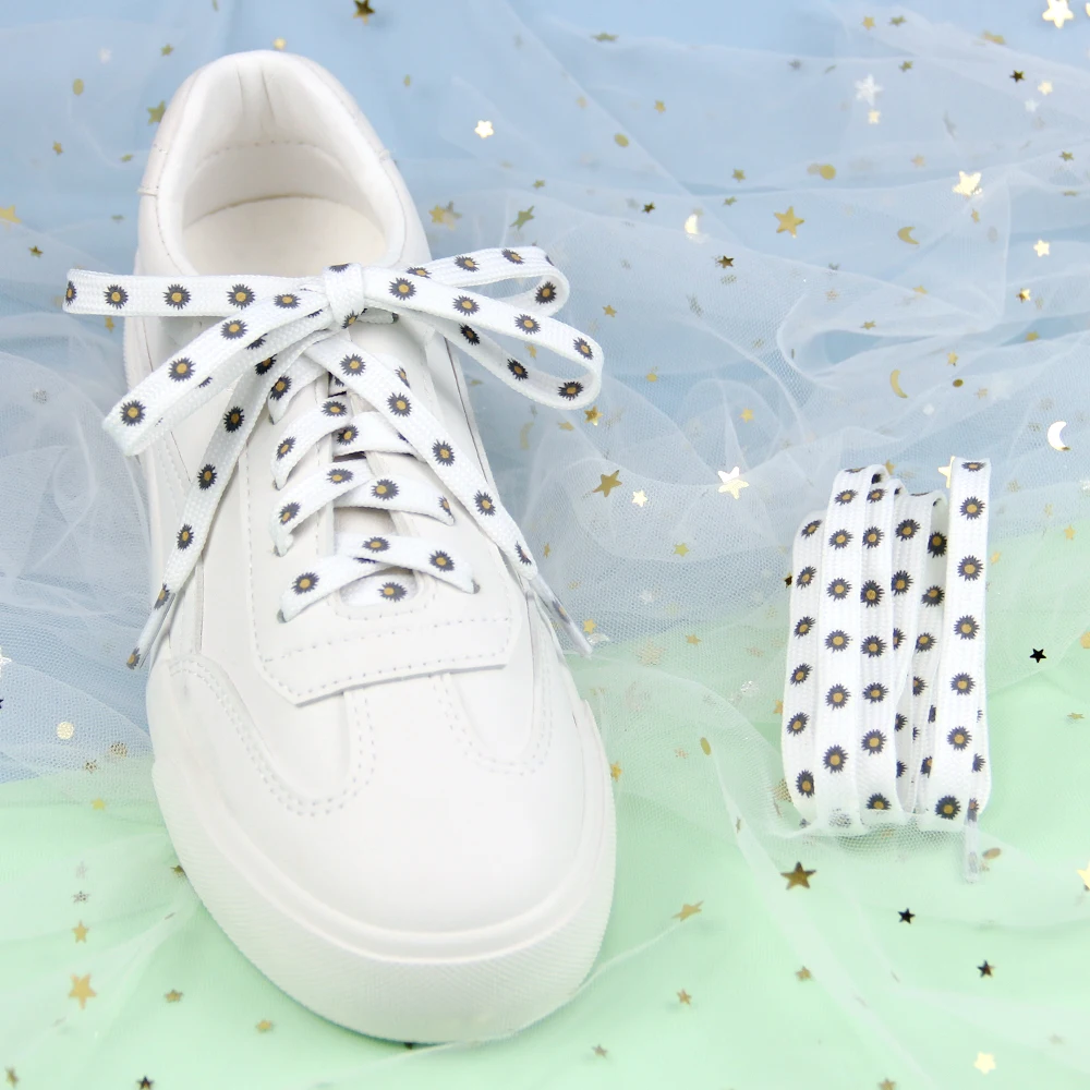 

Fashion Yellow Black Green Daisy Laces Multicolor Flower 110 cm Sneakers Flat Shoes Women Personality Canvas Shoes Laces Men