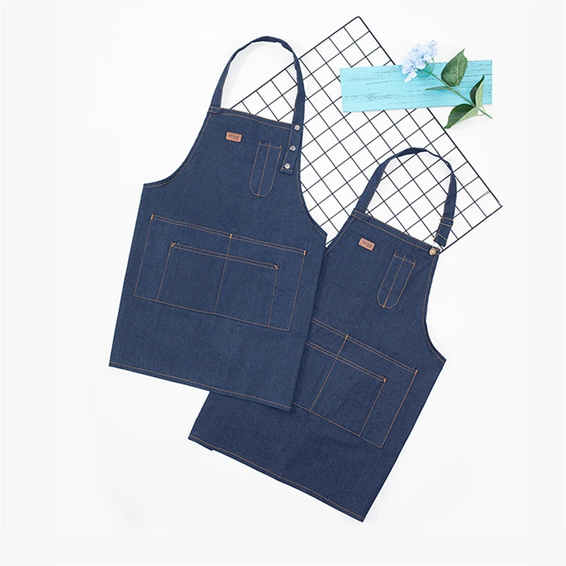 

Denim Apron Strap Bib Apron Barista Bartender BBQ Chef Uniform Workwear Aprons Household Cleaning Tools Accessories
