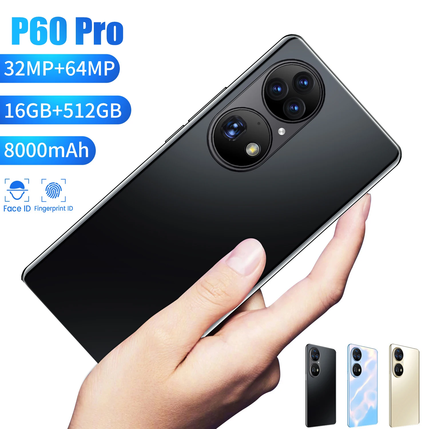 

Global Version Huawa P60 Pro 8000mAh 7.3Inch Screen Cellphone 16+512GB MT6893 10Core Android 11 Face Recognition Smartphone