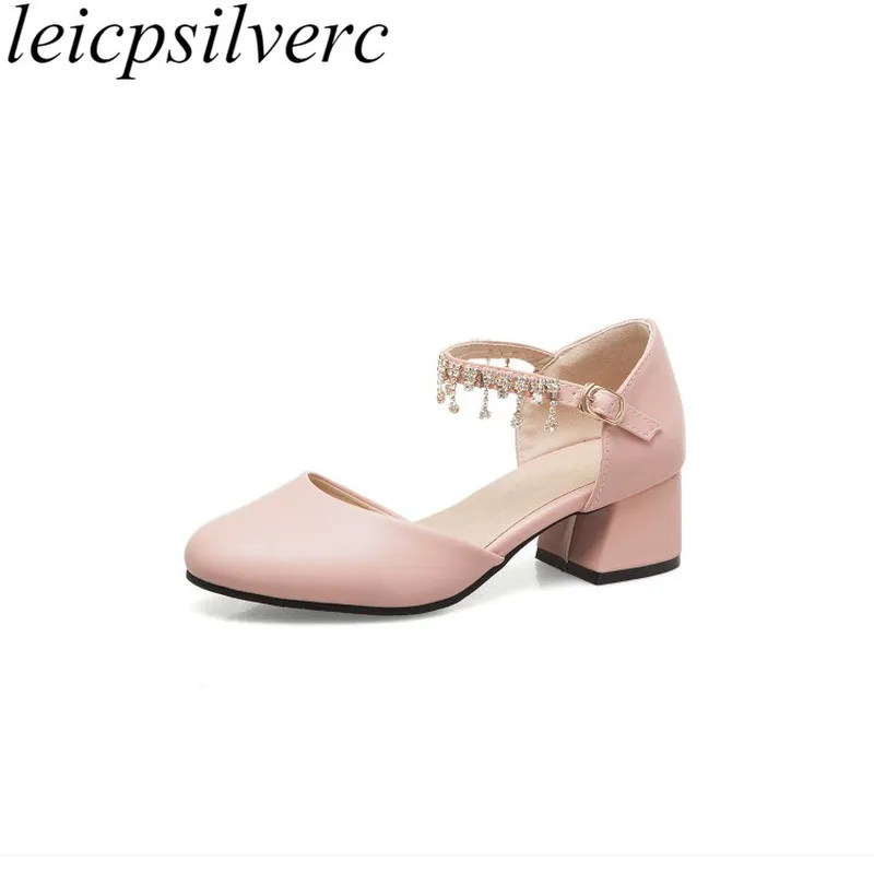 Туфли лодочки женские из искусственной кожи на среднем каблуке с круглым носком