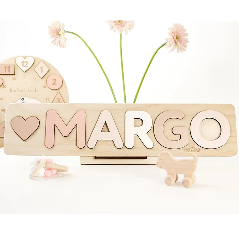 

Персонализированная деревянная головоломка с именем, 1-й подарок для маленькой девочки, подарок на день рождения, игрушка для малышей, детск...