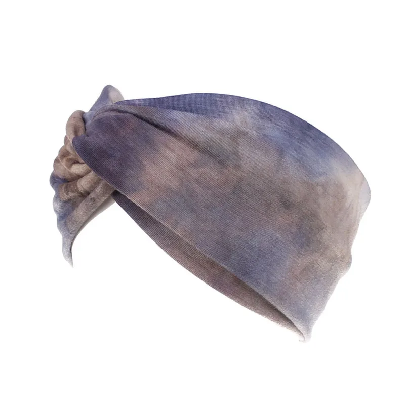 2020 ew elastic sports headband boho lady tie-dye cross hair bandage earband turban headdress fashion winter cotton hairband |