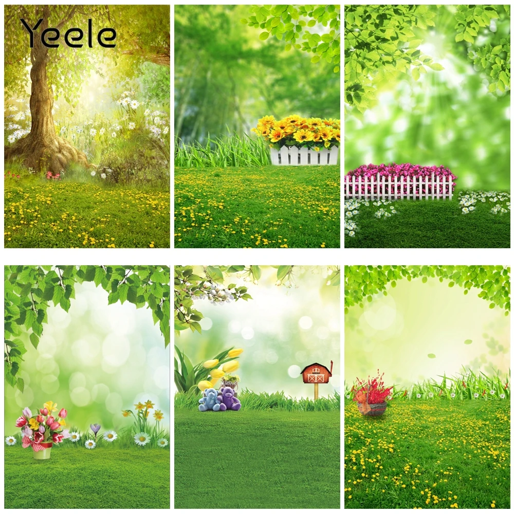 Весенний фон для фотосъемки с изображением феи и травы студийной Yeele|Фон