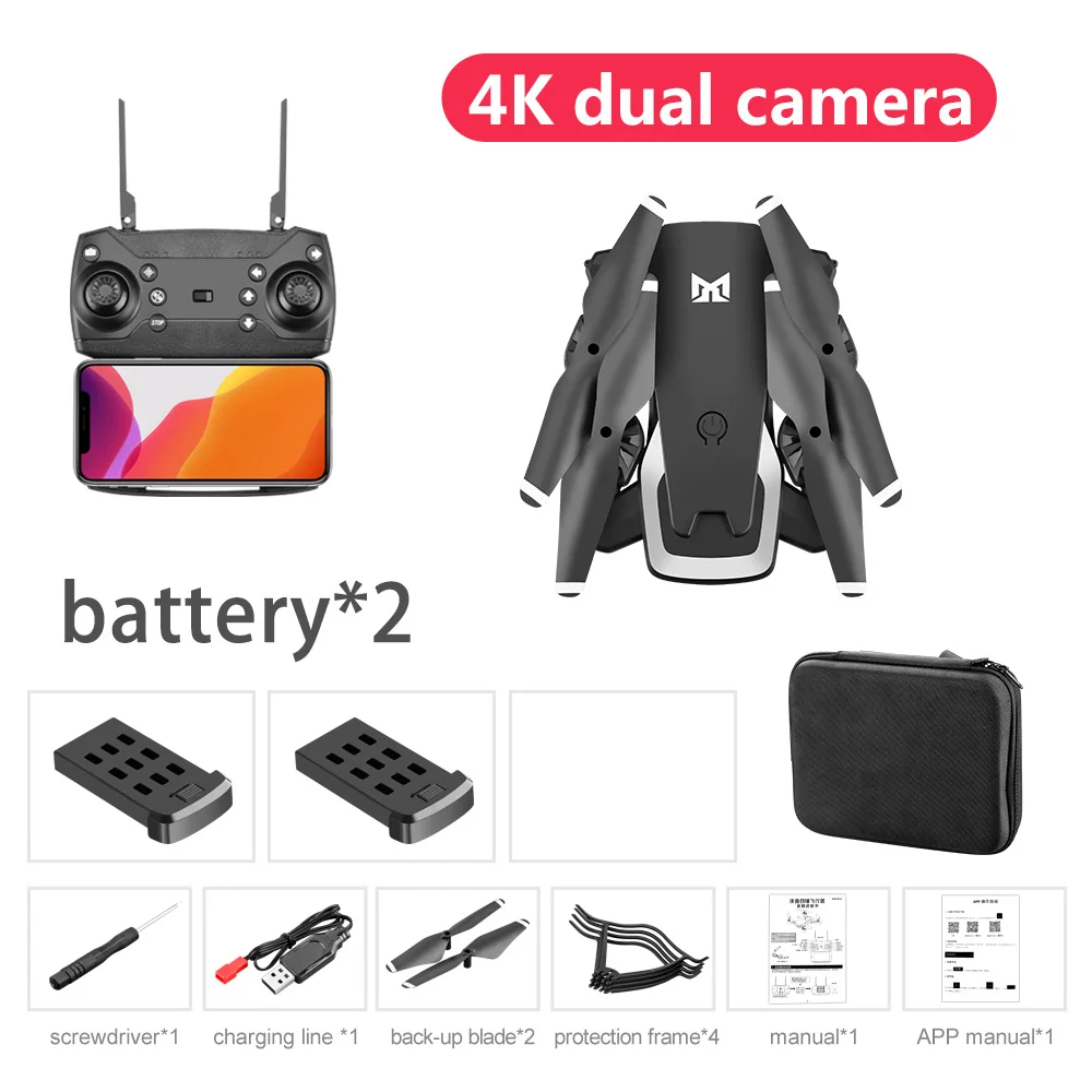 4K Camera 2 Мини-Дрон KK6 с Wi-Fi FPV 4K HD камерой, режим удержания высоты, вертолет, складной, для селфи, Квадрокоптер, Дрон VS M69, подарок - Цвет: 4K Camera 2