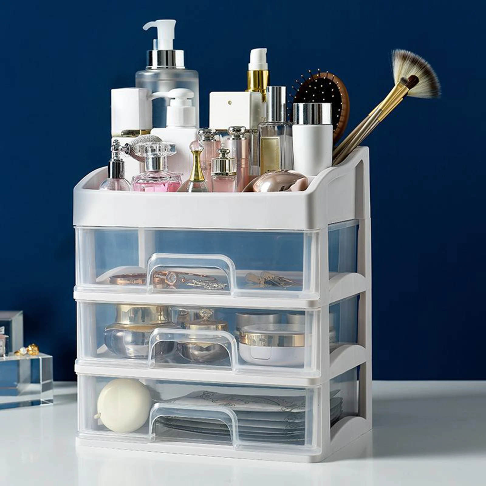 

Cosmetics Organizer Large Makeup Storage Shelf with Clear Drawers Gift