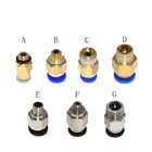 Пневматические фитинги, соединители, прямые воздушные 3D принтеры, медные детали для V6 Bowden экструдер 4*2 мм нить, трубка из ПТФЭ, часть M6