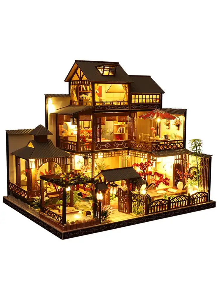 

DIY Cabin Girl Gift DIY Cabin Doll House Furniture Diy Miniature 3D Wooden Dollhouse Toys For Birthday Gifts Christmas Gift P006