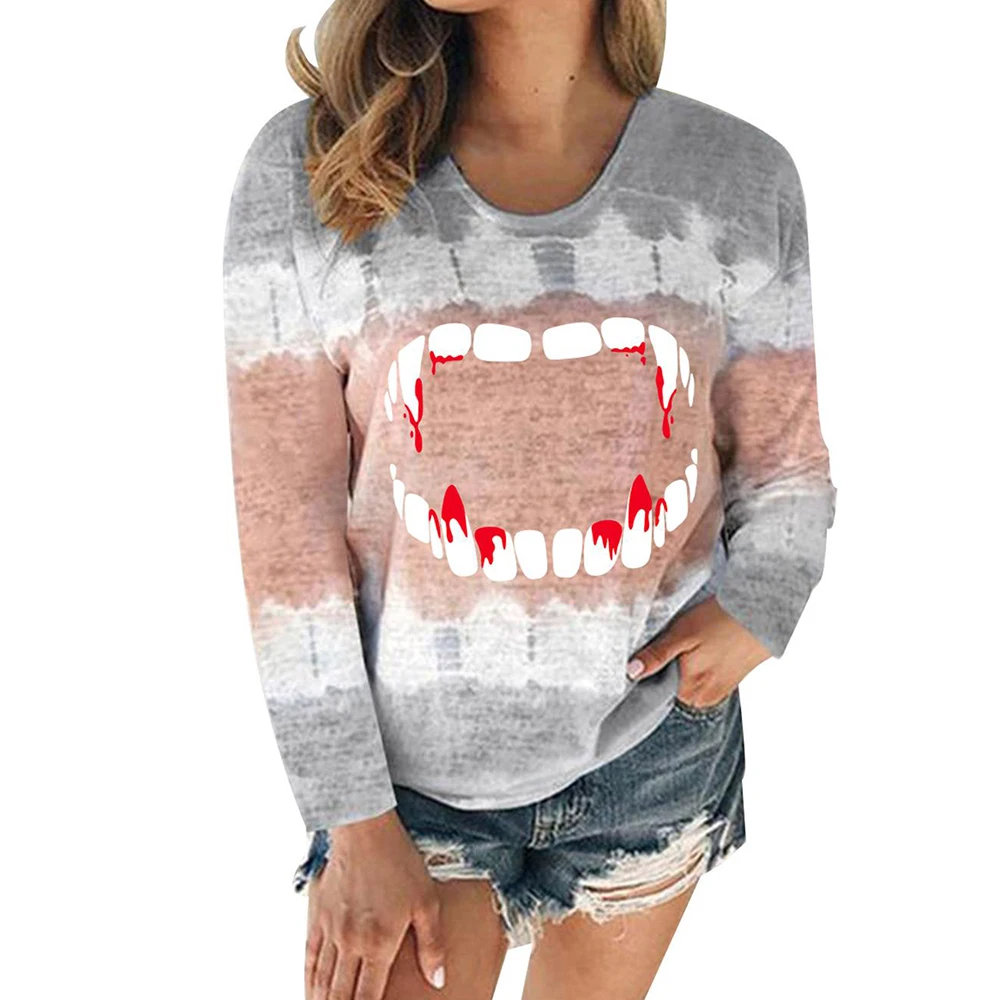 

Топы с принтом в стиле пэчворк, с круглым вырезом, контрастные повседневные праздничные свободные осенние модные женские футболки с длинны...