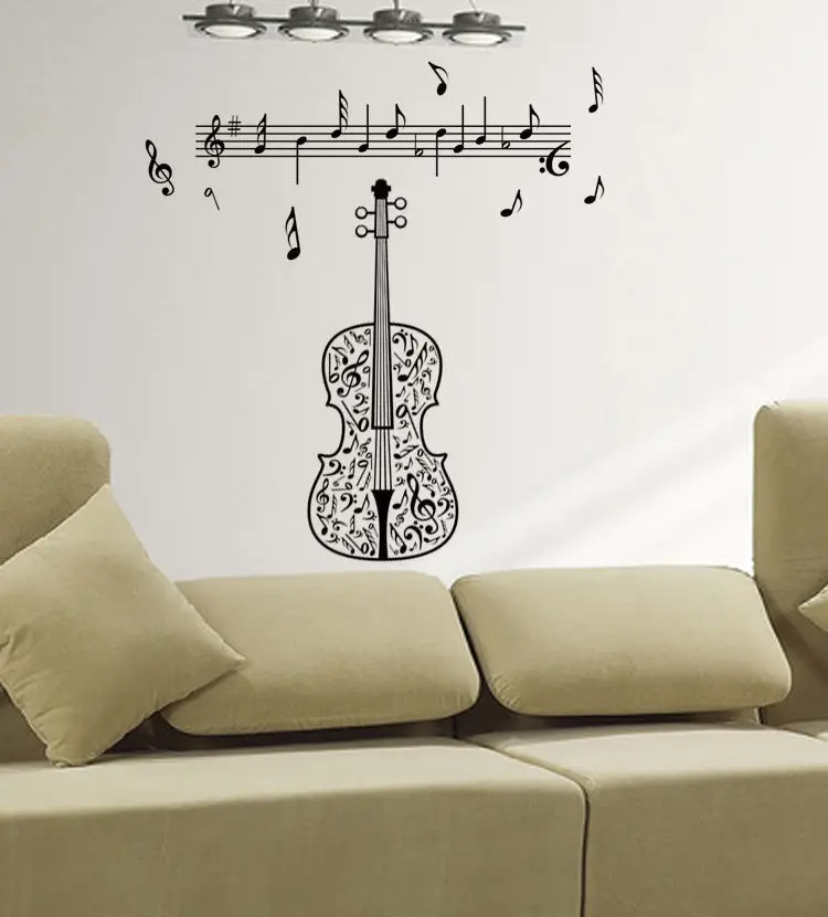 Большая настенная наклейка Декор музыкальная нота гитара для дома детей детской