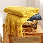 Шерстяное одеяло в скандинавском стиле, однотонное тисненое вафельное покрывало для дивана, кровати