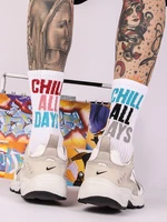unique socks letter couples long sock ins popular streets hiphop skateboard basketball mid calf socking