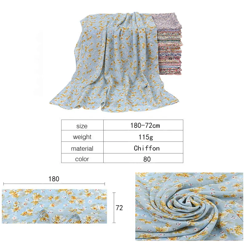 

Women's Chiffon Scarf Hijab Floral Printed Scarves Voile Scarf Muslim Hijab Wrap