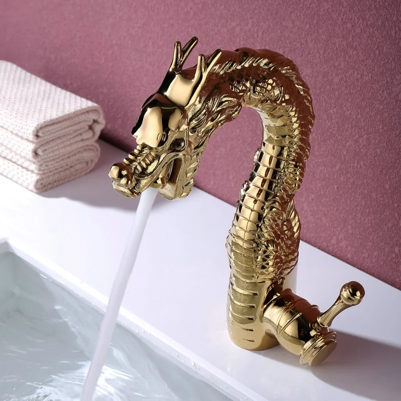 Basin Faucet Mixer Gold Dragon Bathroom Sink Single Hole Chrome Taps Deck Vintage Wash Hot &amp Cold Tap | Обустройство дома