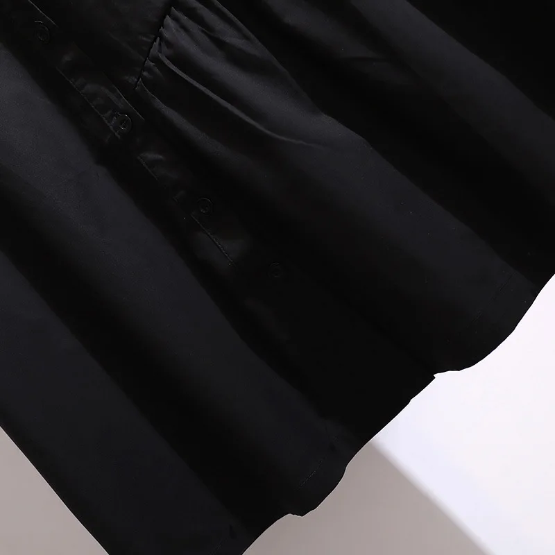 

2021new Summer Vintage Notched Single Breasted Asymmetric Splicing Knee Length Plus Size Casual Pure Cotton Women'S DressL39