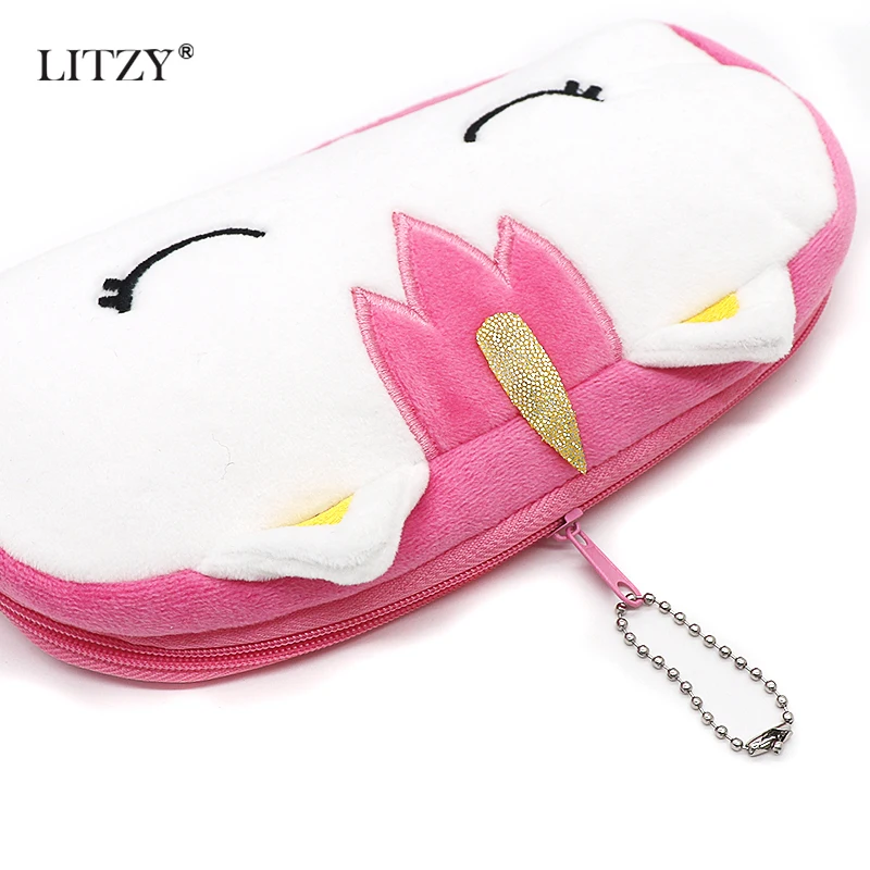 Милый плюшевый чехол для карандашей единорог сумка мальчиков и девочек милый на