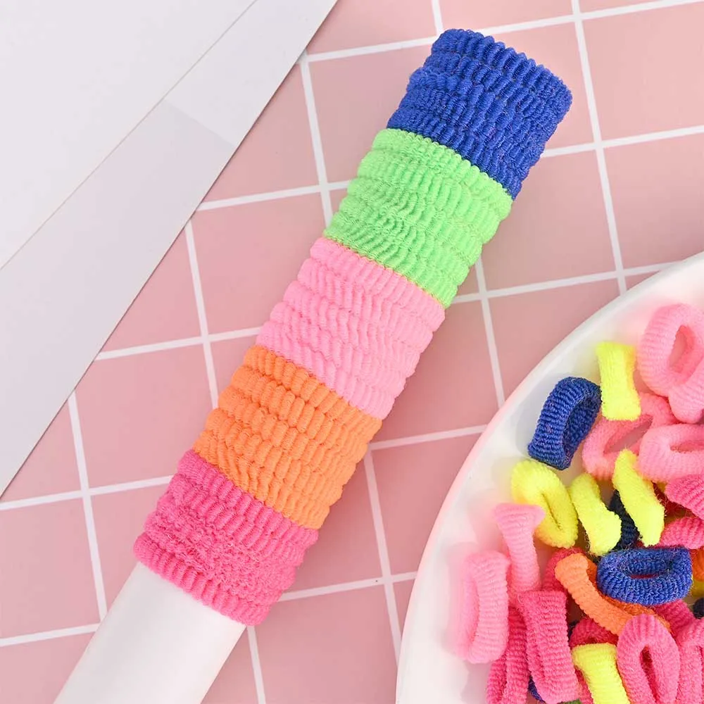100Pcs-1cm Quaslover, 100 шт./лот, Модные Цветные нейлоновые эластичные канаты для волос для девочек, женские головные канаты, Детские держатели для волос, кольца, детская лента для волос - Цвет: 100Pcs-1cm