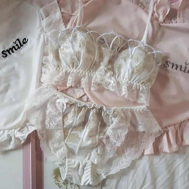 Симпатичное шифоновое кружевное нижнее белье в японском стиле для девушек