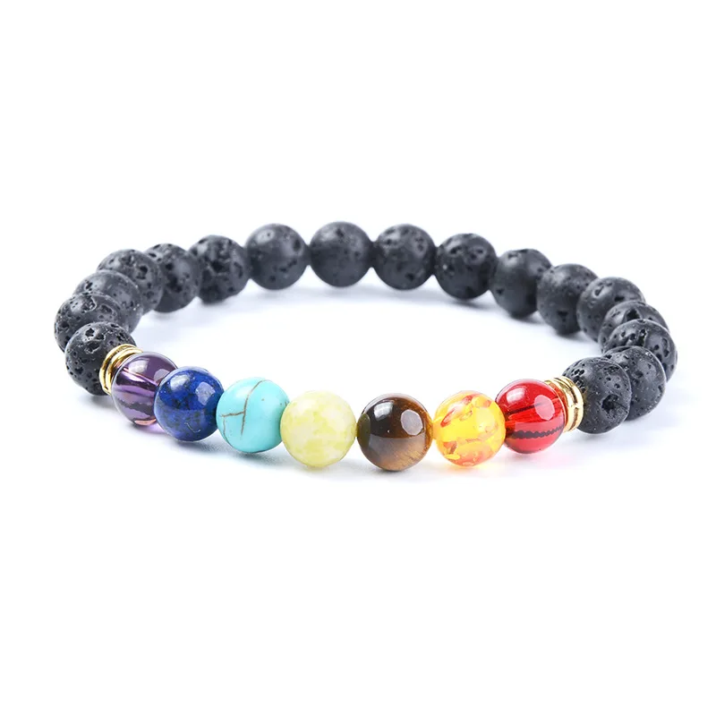 

Fashion simple and popular accessories 2021 new personality all-match bracelet Colorful volcanic rock bracelet beaded bracelet b