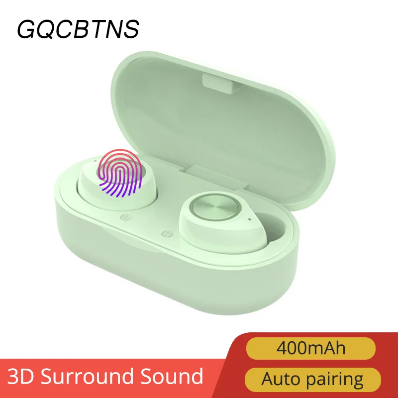 TW60 Touch Green TW60 Touch control беспроводные наушники Buletooth 5,0 гарнитура 8D объемный HiFi стерео наушники спортивные наушники с микрофоном для телефонов - Цвет: TW60 Touch Green