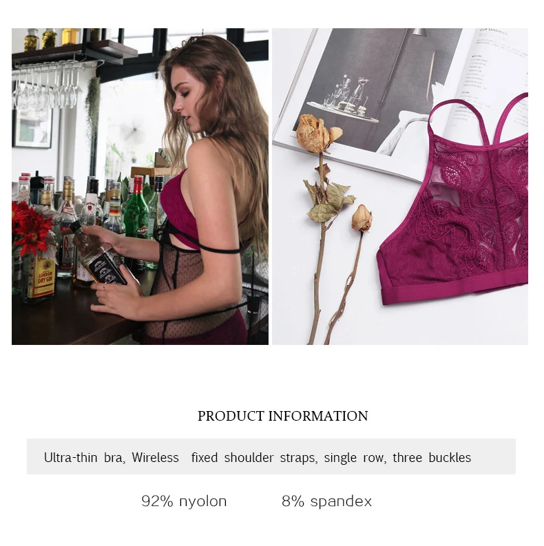 Модный сексуальный бюстгальтер, регулируемый нейлоновый бюстгальтер, женское нижнее белье, удобный кружевной бюстгальтер без косточек, ультра тонкий бюстгальтер с высоким воротом, дамское нижнее белье