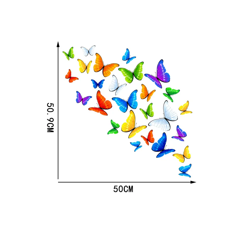

YOJA 5050.9CM Color Butterfly Swarm Fashion Home Wall Stickers Creative Kids Room Decoration 8WS0162