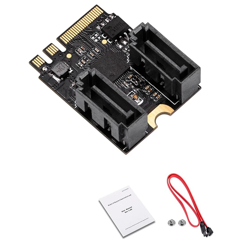 IOCREST M.2 NGFF To Sata3 Adapter Card A-Key + E-Key 2 Ports SATA 6Gb/S Free Driver Pcie 3.0 Bus For Wifi SSD HDD PC Black | Электроника