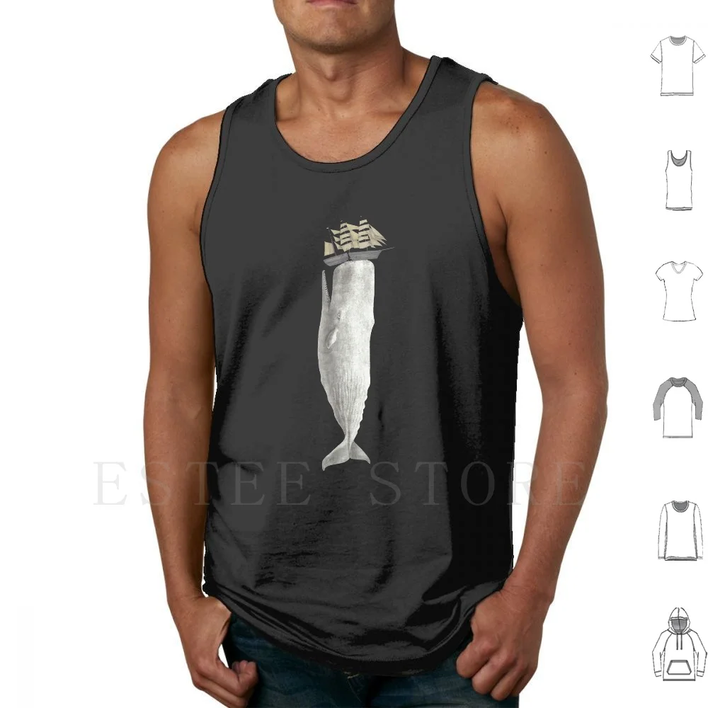 

Revenge Of The Whale Tank Tops Vest Cotton Dick Whale Whale White Whale Herman Melville Ocean Sea Ship Tall Ship Terryfan