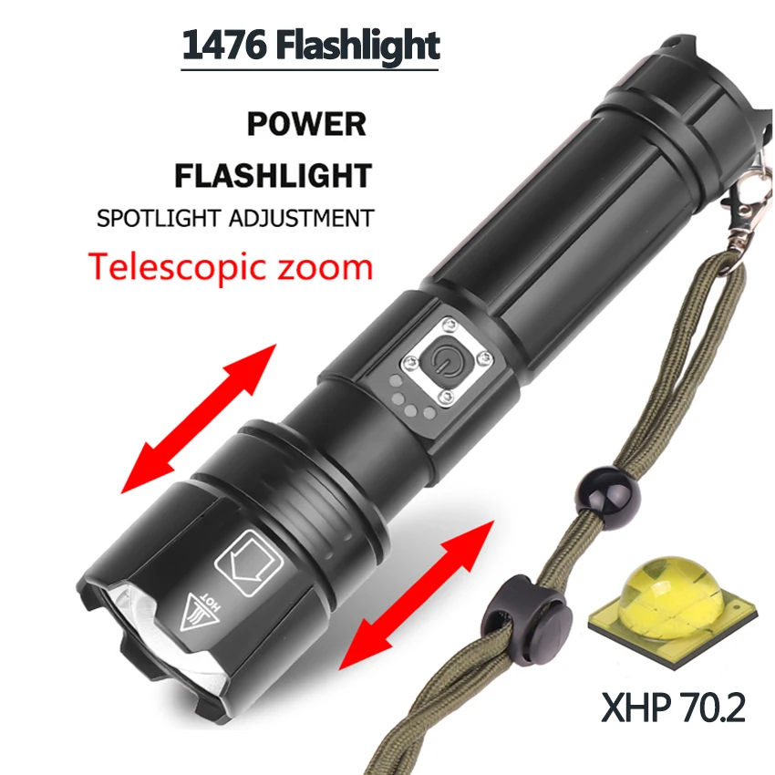 Светодиодный фонарь тактический Xlamp 18650 Xhp70.2 ударопрочный для самообороны