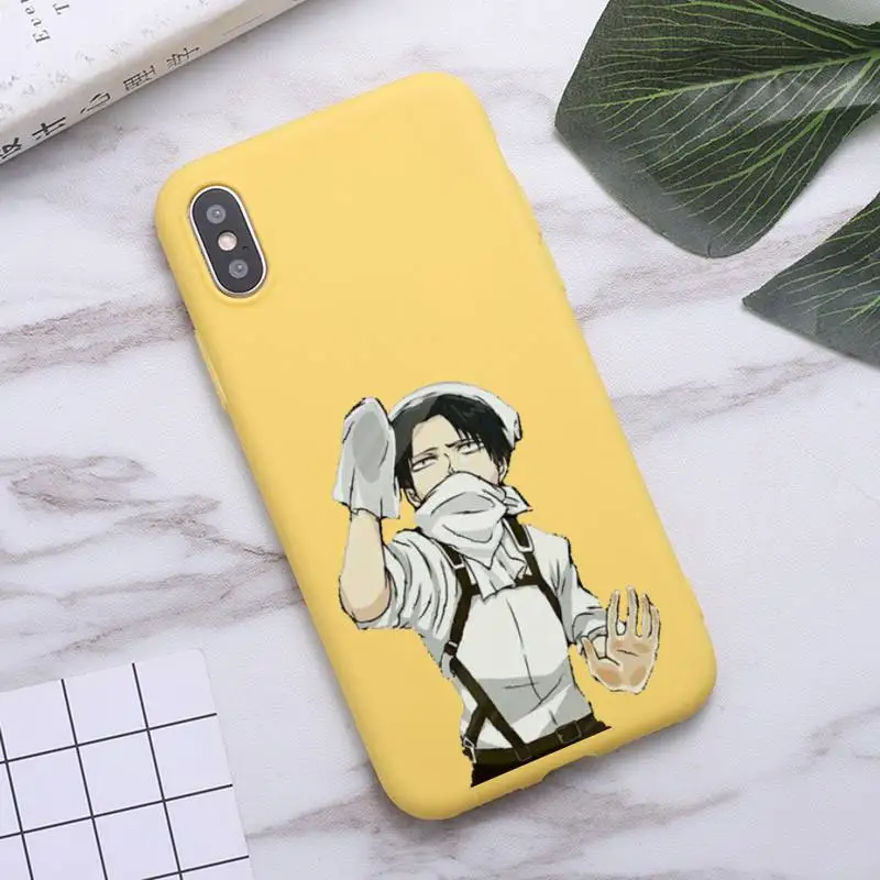 

Attack on Titan Levi Rival Phone Case Candy Color for iPhone 6 7 8 11 12 s mini pro X XS XR MAX Plus