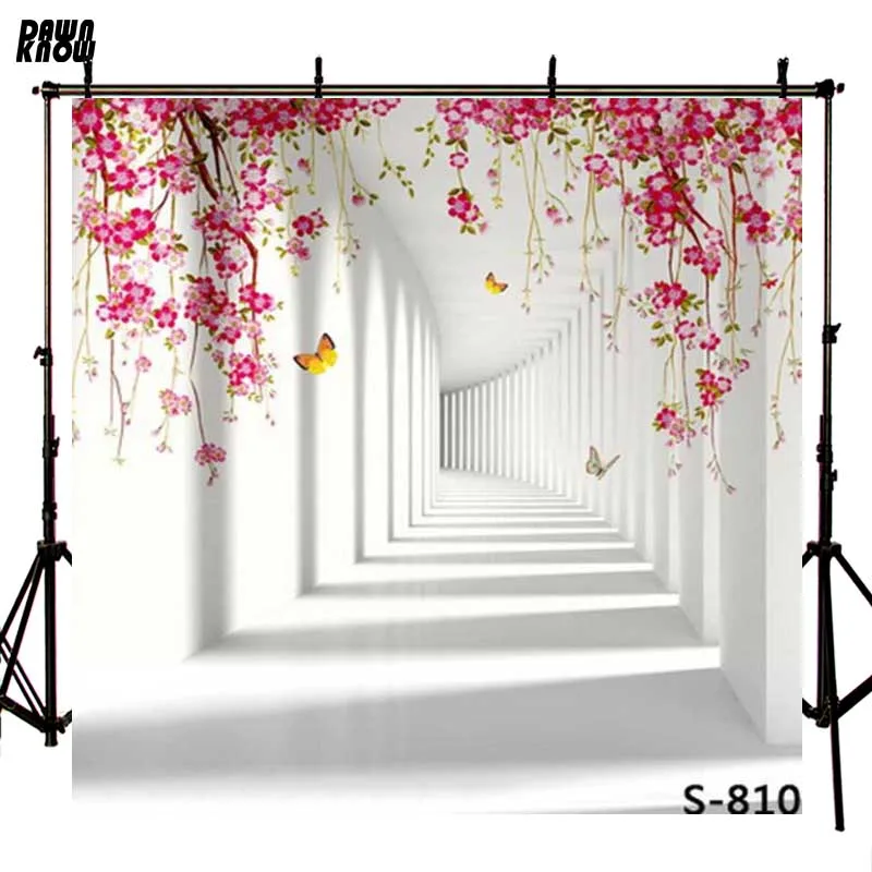 Виниловый фон для фотосъемки с изображением цветов и белой стены 810|backdrops for