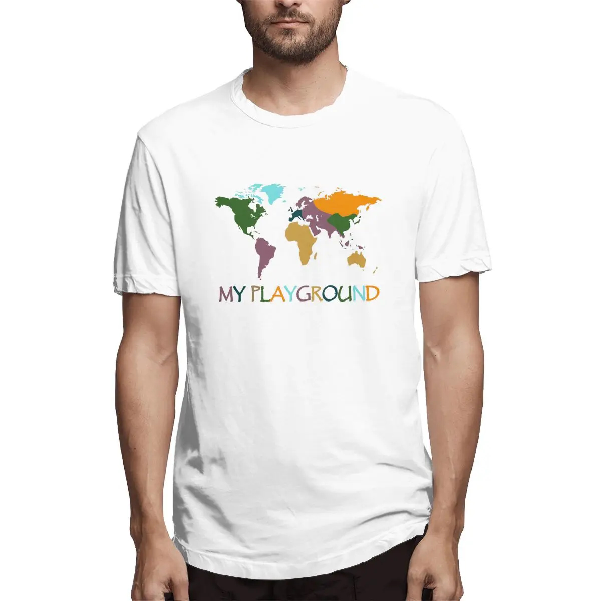 

My Playground Map Men T Shirt Hipster Tees Short Sleeve Round Collar T-Shirts 100% Cotton Party Clothing
