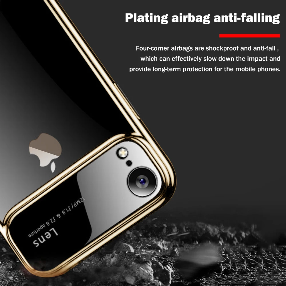 Luxury Plating Clear Phone Case for Iphone SE 2020 11 Pro Xs Max Xr X Shockproof Hard PC Glass Slim Cover IPhone 8 7 Plus |
