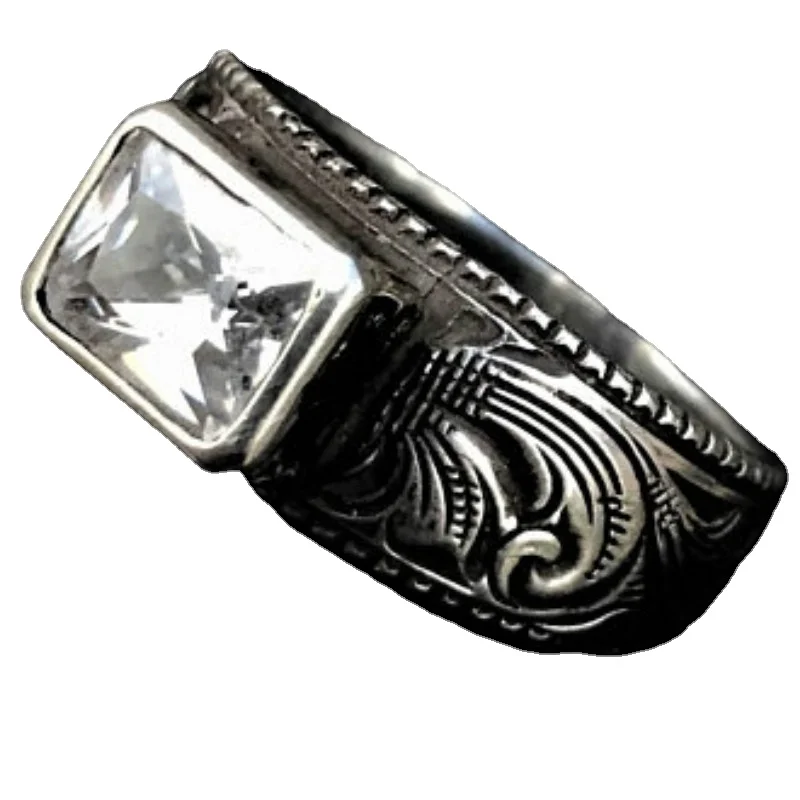 

Unique Western Style Rock Jewelry Ring Wedding Wedding Lovers Ring Size 6-12