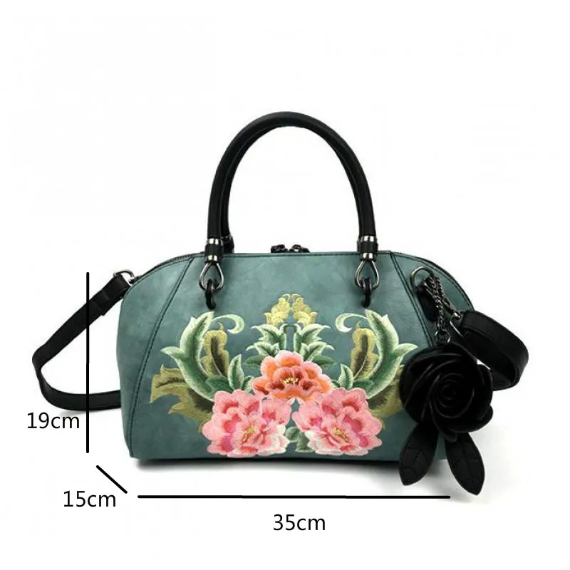 

YourSeason 2021 Chinese Style Leather Handmade Embroidery Handbags Retro Women Casual Tote Messenger Floral Shoulder Bags
