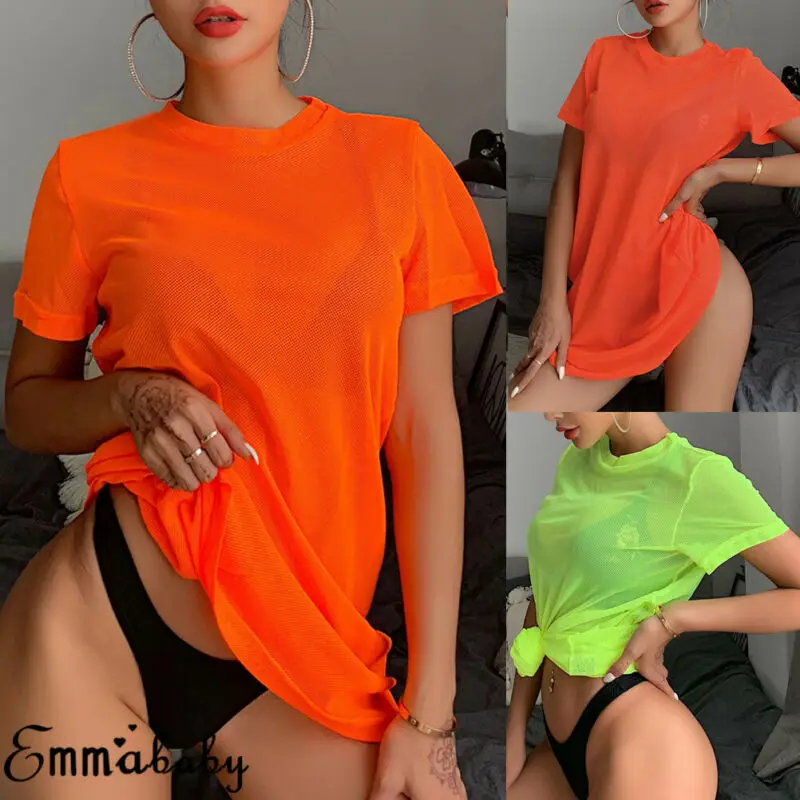 Женская Сетчатая футболка с коротким рукавом и круглым вырезом | одежда