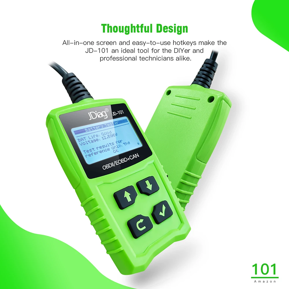 JDiag JD101 считыватель кодов OBDII EOBD коды неисправностей двигателя сканер бесплатное обновление PK AD310 AL319 OM123 инструменты для диагностики автомобилей